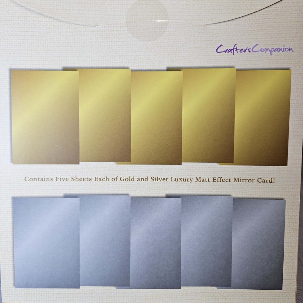 CRAFTERS COMPANION LUXURY MIRROR CARD SARA DAVIES SIGNATURE COLLECT. GOLD SILVER - Picture 5 of 6
